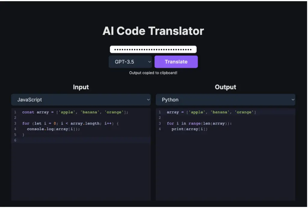 AI code translator