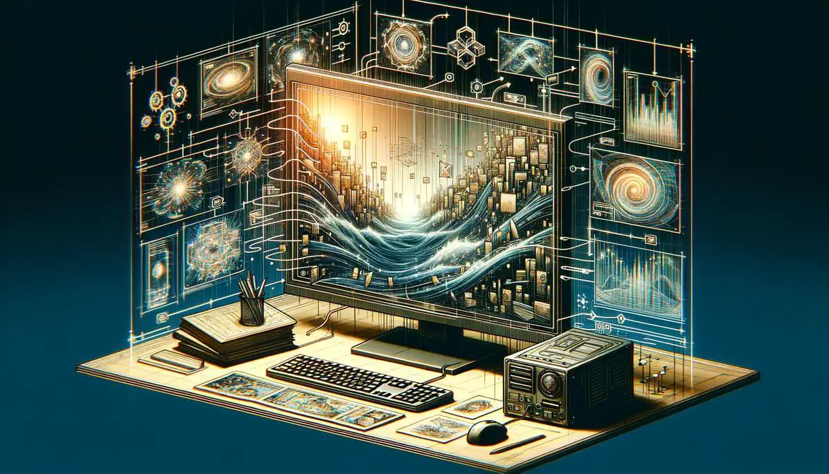 Illustration of computer processing data and recognizing images