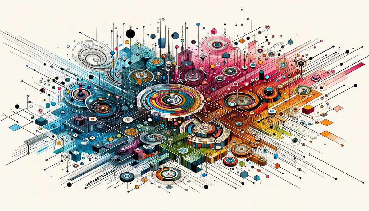An illustration of an abstract data visualization representing segments and data organization